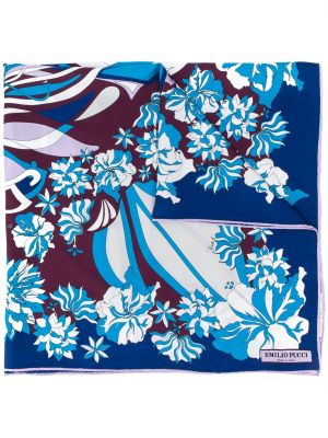 Pañuelo de seda con estampado Emilio Pucci azul