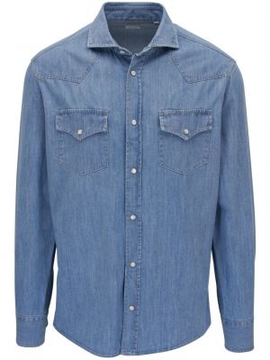 Camicia jeans a maniche lunghe Brunello Cucinelli blu