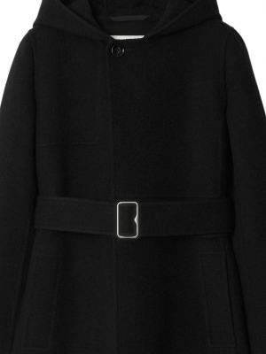 Kašmírový vlněný kabát s kapucí Burberry černý
