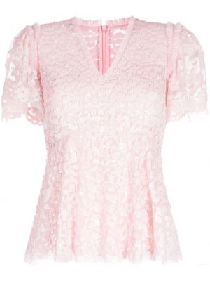 Пеплум блуза с пайети Needle & Thread розово
