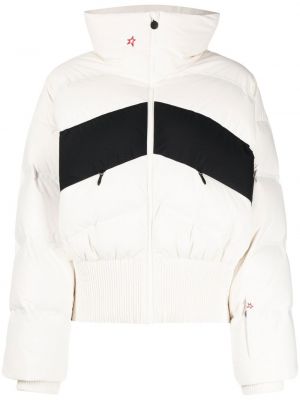 Péřová bunda s výšivkou z nylonu na zip Perfect Moment - bílá