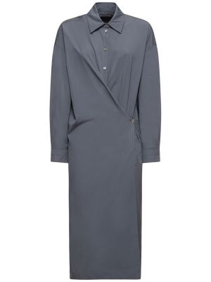 Vestido midi de seda de algodón Lemaire gris