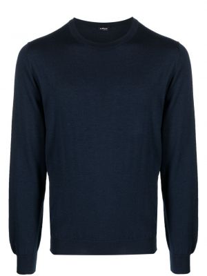 Кашмирен пуловер с кръгло деколте Kiton синьо