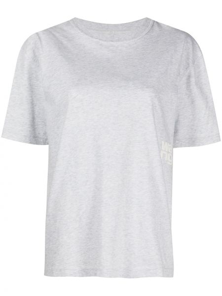 Bavlněné tričko s potiskem Alexander Wang šedé