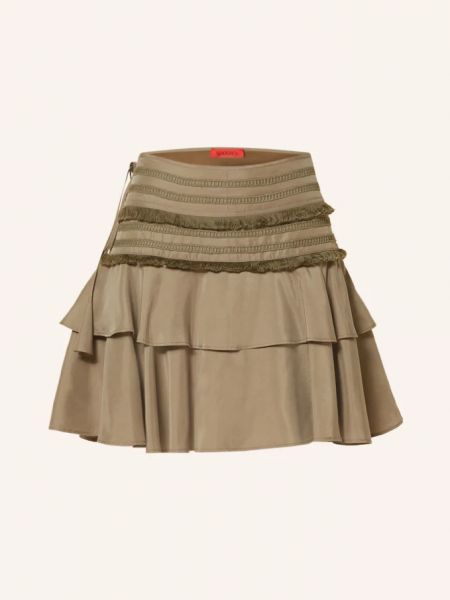 Шелковая юбка с рюшами Max & Co. хаки