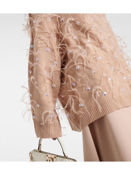 Jersey de lana con plumas de tela jersey Valentino beige