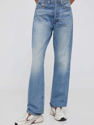 Proste jeansy z wysoką talią Polo Ralph Lauren niebieskie
