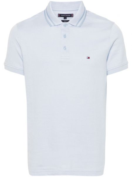 Pamuklu işlemeli polo yaka tişört Tommy Hilfiger mavi