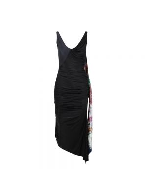 Czarna sukienka midi bez rękawów z dekoltem w serek drapowana Marine Serre