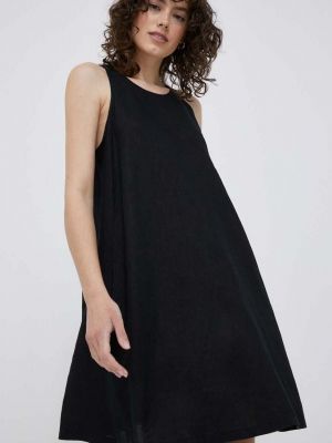 Lniana sukienka mini United Colors Of Benetton czarna