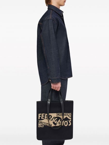 Jacquard shopper handtasche Ferragamo schwarz