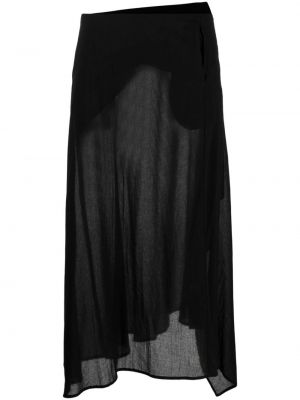 Drapované průsvitné midi sukně Yohji Yamamoto černé