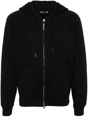 Pamučna hoodie s kapuljačom s patentnim zatvaračem Tom Ford crna