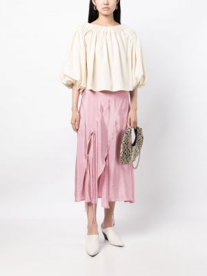 Drapované midi sukně Rejina Pyo růžové