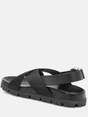 Nylonové kožené sandále Prada čierna