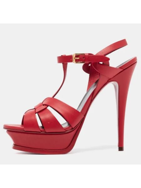 Sandalias de cuero Yves Saint Laurent Vintage rojo