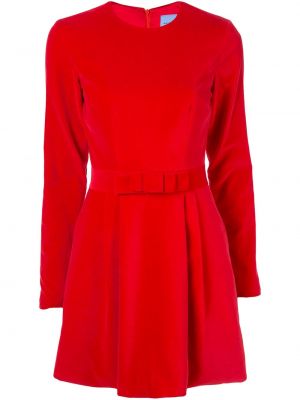 Bavlněné mini šaty s dlouhými rukávy Macgraw - červená