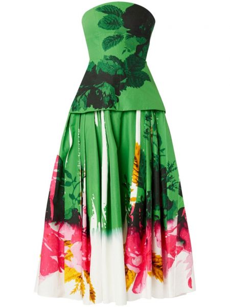Коктейлна рокля с принт Erdem зелено