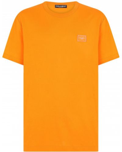 Bombažna majica Dolce & Gabbana oranžna