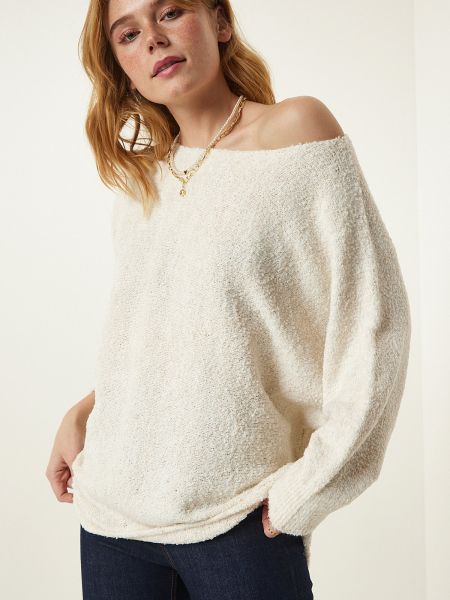 Oversized sveter s lodičkovým výstrihom Happiness İstanbul