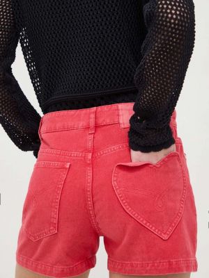 Džínové šortky s vysokým pasem Moschino Jeans červené