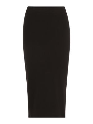 Jednofarebná bavlnená priliehavá midi sukňa Lmtd - čierna
