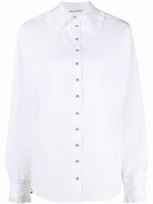 Риза с волани Paco Rabanne бяло