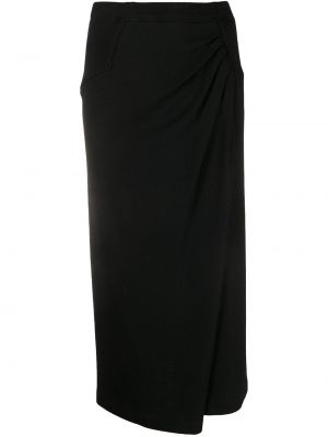 Vlněné pouzdrová sukně na zip Issey Miyake Pre-owned - černá