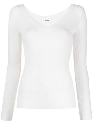 Вълнен пуловер с v-образно деколте P.a.r.o.s.h. бяло