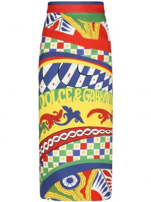 Spódnica ołówkowa z nadrukiem Dolce And Gabbana żółta