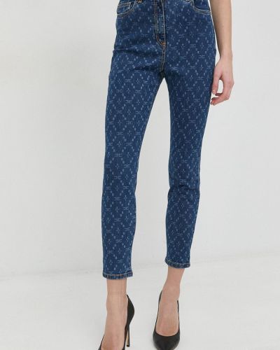 Bavlněné skinny džíny s vysokým pasem Elisabetta Franchi - modrá