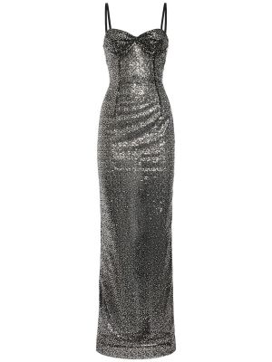 Dlouhé šaty so srdiečkami Dolce & Gabbana čierna