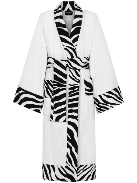 Dolce & Gabbana zebra-print cotton bathrobe - Bianco Dolce & Gabbana