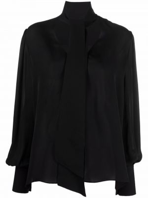 Шелковая блузка с завязками Khaite, черная