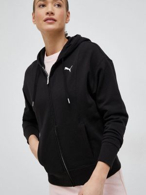 Pamučna hoodie s kapuljačom Puma crna