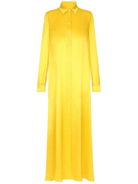 Hedvábné dlouhé šaty Dolce & Gabbana žluté