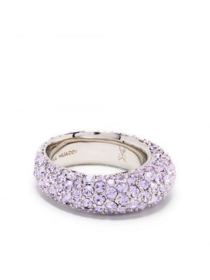 Žiedas su kristalais Amina Muaddi violetinė