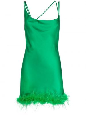 Koktejl obleka s perjem Loulou zelena