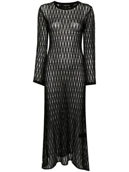Πλεκτός ίσιο φόρεμα με διαφανεια Federica Tosi μαύρο