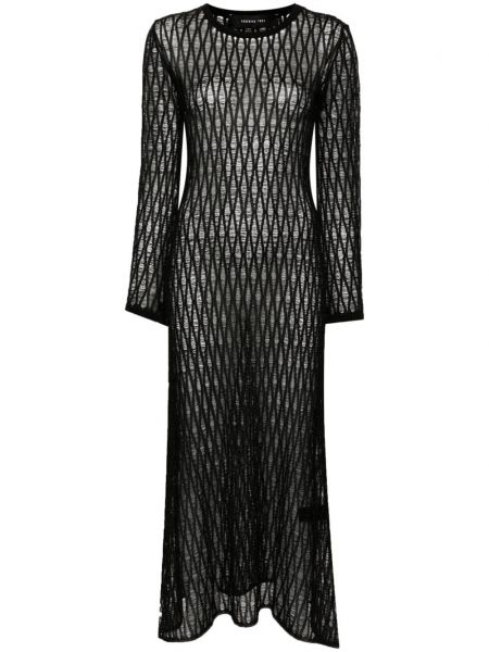 Rochie dreaptă tricotate transparente Federica Tosi negru