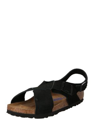 Kožené semišové sandále na podpätku Birkenstock - čierna