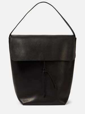 Kožená nákupná taška The Row čierna