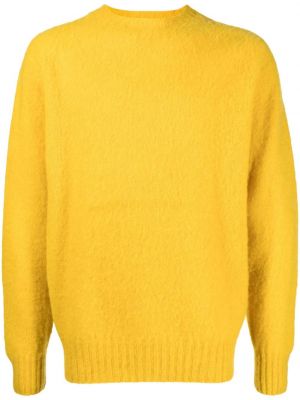Dzianinowy sweter z okrągłym dekoltem Ymc żółty