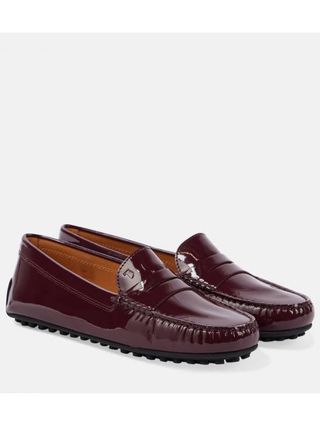 Loafers i läder i lackläder Tod's vinröd