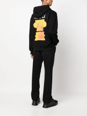 Raštuotas džemperis su gobtuvu su užtrauktuku Versace juoda
