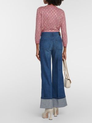 Zvonové džíny s vysokým pasem Gucci modré