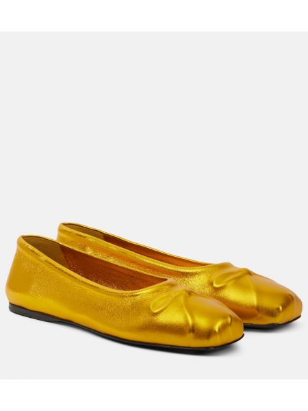 Läder rosett ballerinas Marni gul