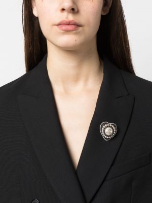Czarna broszka z perełkami Chanel Pre-owned