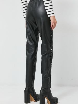 Jednobarevné kalhoty s vysokým pasem Nissa černé