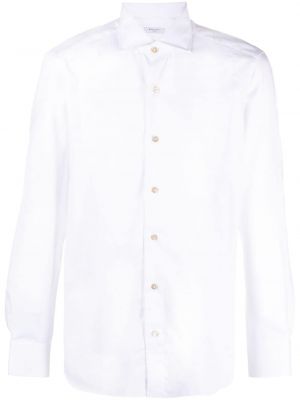 Памучна риза с дълъг ръкав Boglioli бяло